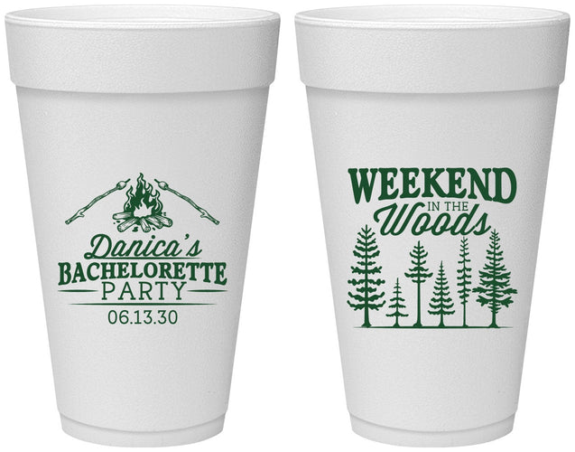 Personalized Bachelorette 20 oz Foam Cups - Camping | 60094