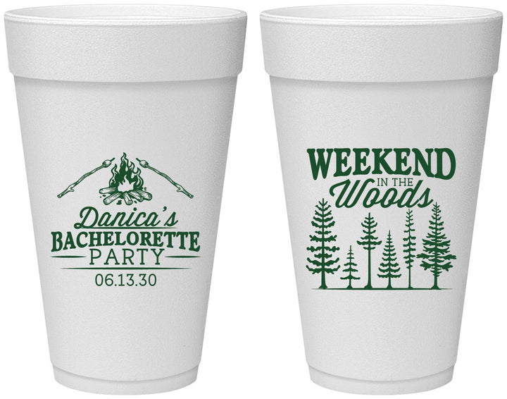 Personalized Bachelorette 20 oz Foam Cups - Camping | 60094