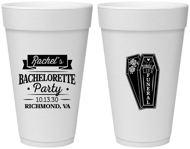 Personalized Bachelorette 20 oz Foam Cups - Rip Single Life | 60096
