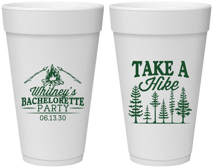 Personalized Bachelorette 20 oz Foam Cups - Camping | 60098