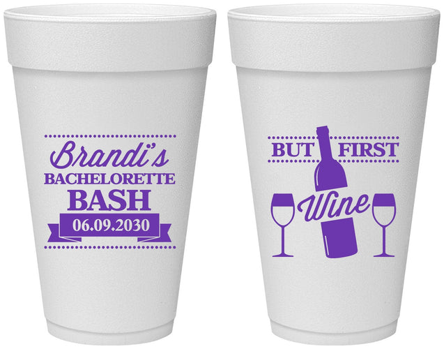 Personalized Bachelorette 20 oz Foam Cups - Wine | 60099