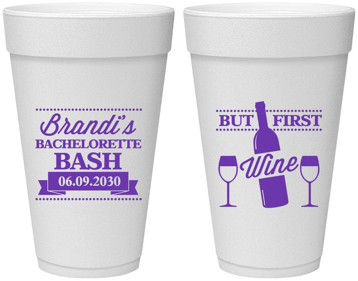 Personalized Bachelorette 20 oz Foam Cups - Wine | 60099