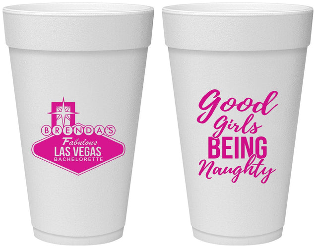 Personalized Bachelorette 20 oz Foam Cups - Good Girls Naughty | 60111