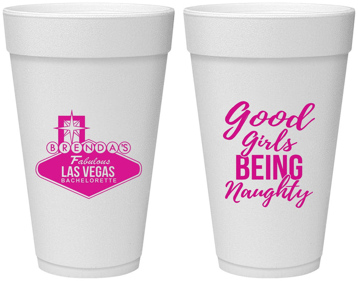 Personalized Bachelorette 20 oz Foam Cups - Good Girls Naughty | 60111