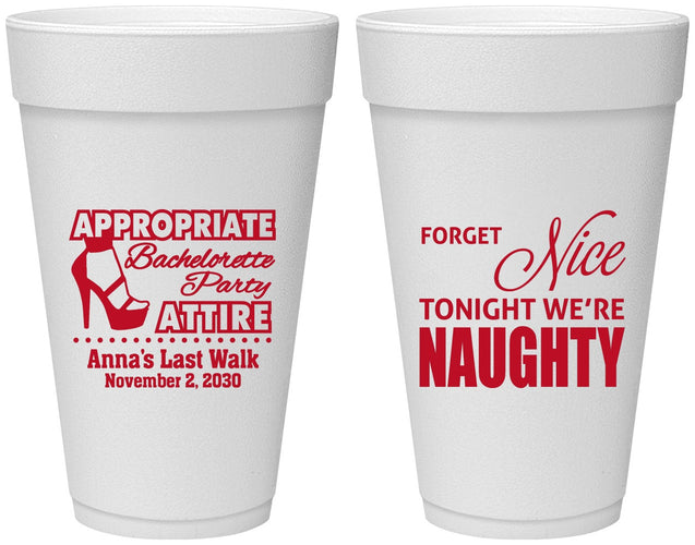 Personalized Bachelorette 20 oz Foam Cups - Nice Tonight Naughty | 60112
