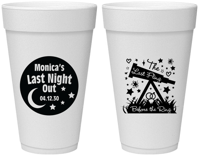 Personalized Bachelorette 20 oz Foam Cups - Last Fling Before Rings | 60113