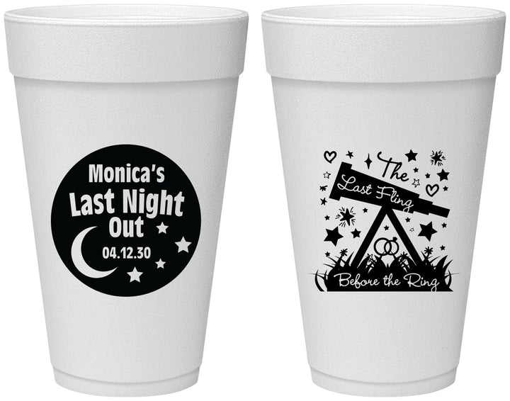 Personalized Bachelorette 20 oz Foam Cups - Last Fling Before Rings | 60113