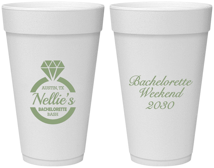 Personalized Bachelorette 20 oz Foam Cups - Ring | 60115