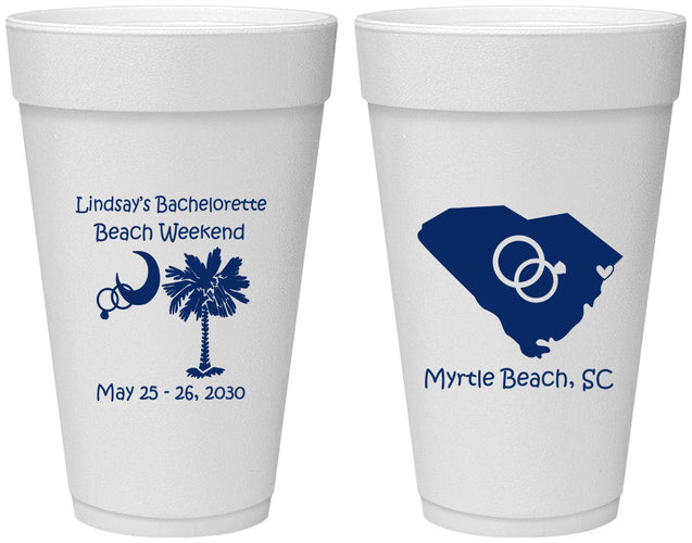 Personalized Bachelorette 20 oz Foam Cups - South Carolina | 60117