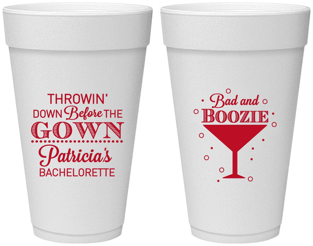 Personalized Bachelorette 20 oz Foam Cups - Bad And Boozie | 60121