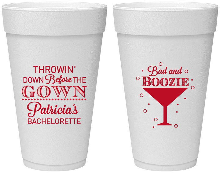 Personalized Bachelorette 20 oz Foam Cups - Bad And Boozie | 60121