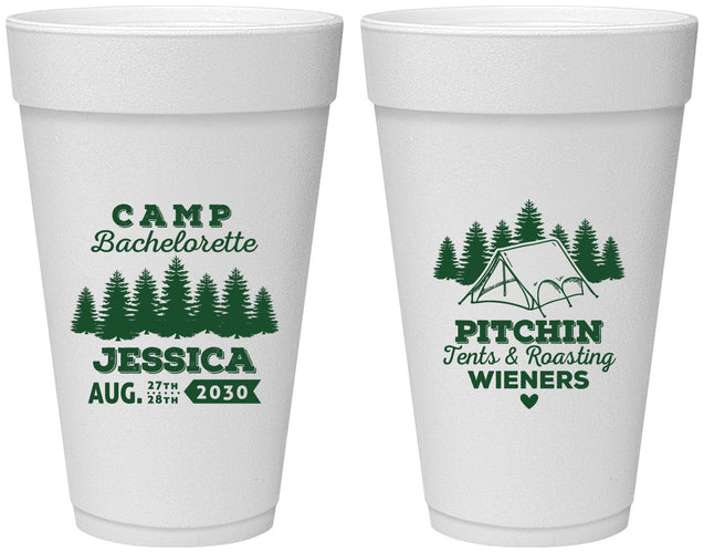 Personalized Bachelorette 20 oz Foam Cups - Camping | 60124