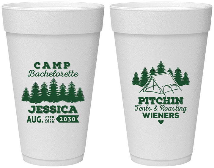 Personalized Bachelorette 20 oz Foam Cups - Camping | 60124