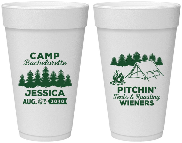 Personalized Bachelorette 20 oz Foam Cups - Camping | 60125