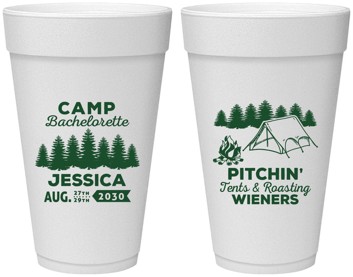 Personalized Bachelorette 20 oz Foam Cups - Camping | 60125