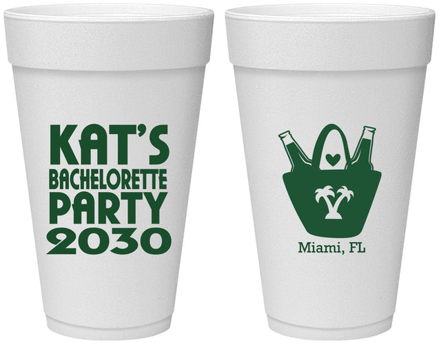 Personalized Bachelorette 20 oz Foam Cups - Beach | 60126