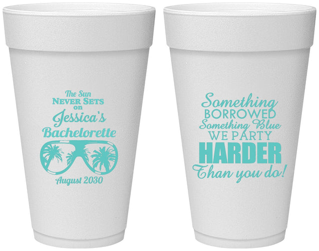 Personalized Bachelorette 20 oz Foam Cups - Something Borrowed | 60132