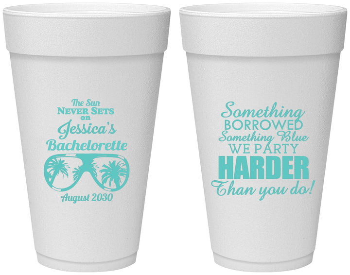 Personalized Bachelorette 20 oz Foam Cups - Something Borrowed | 60132