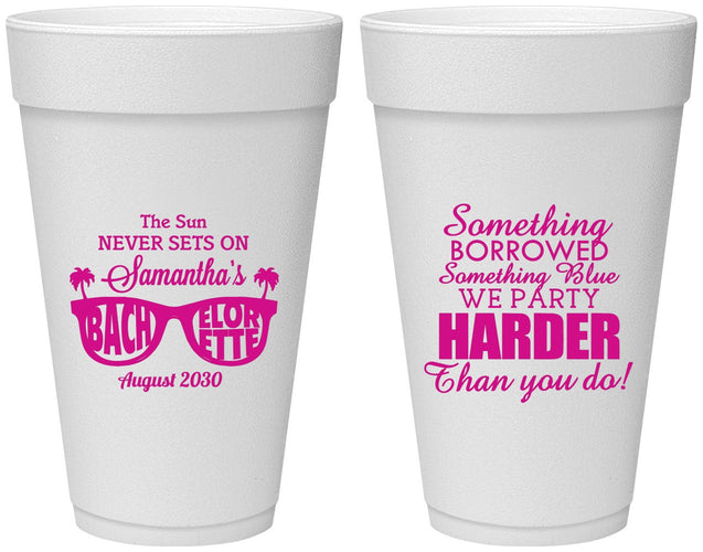 Personalized Bachelorette 20 oz Foam Cups - Something Borrowed | 60133