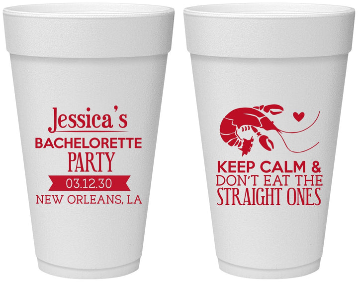 Personalized Bachelorette 20 oz Foam Cups - Crawfish Boil | 60137