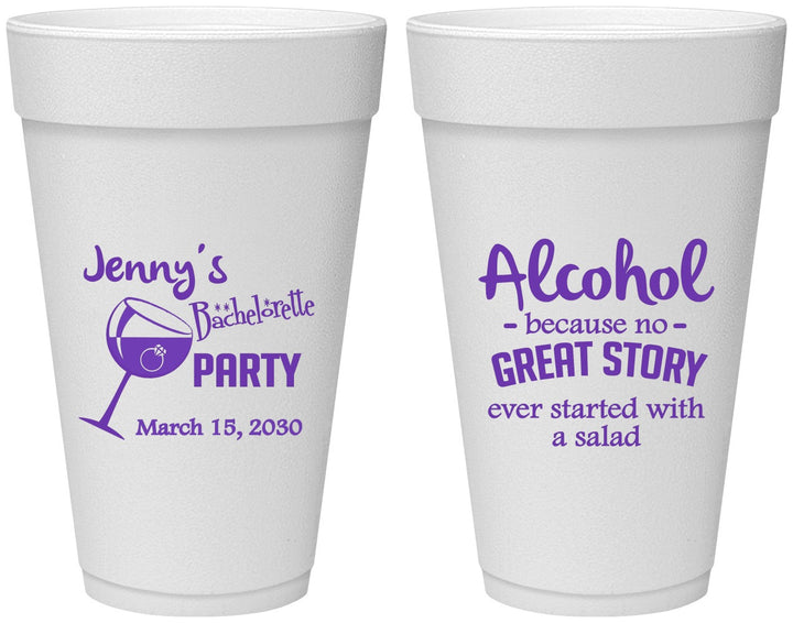 Personalized Bachelorette 20 oz Foam Cups - Alcohol | 60138