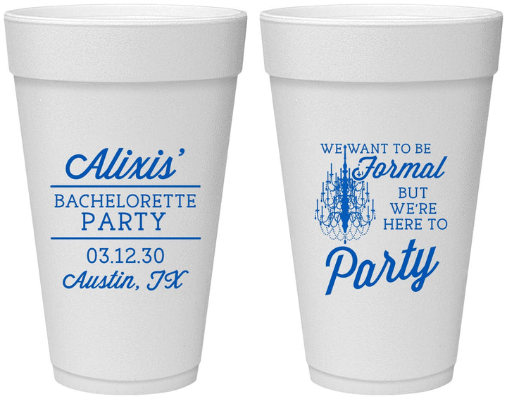 Personalized Bachelorette 20 oz Foam Cups - Formal Party | 60145
