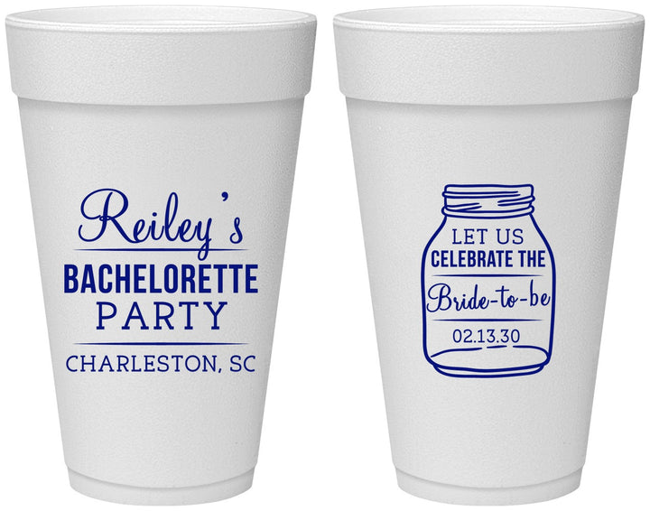 Personalized Bachelorette 20 oz Foam Cups - Bride To Be | 60146