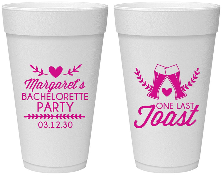 Personalized Bachelorette 20 oz Foam Cups - One Last Toast | 60147