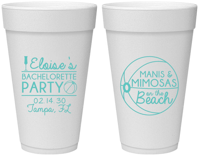 Personalized Bachelorette 20 oz Foam Cups - Manis Mimosas | 60149