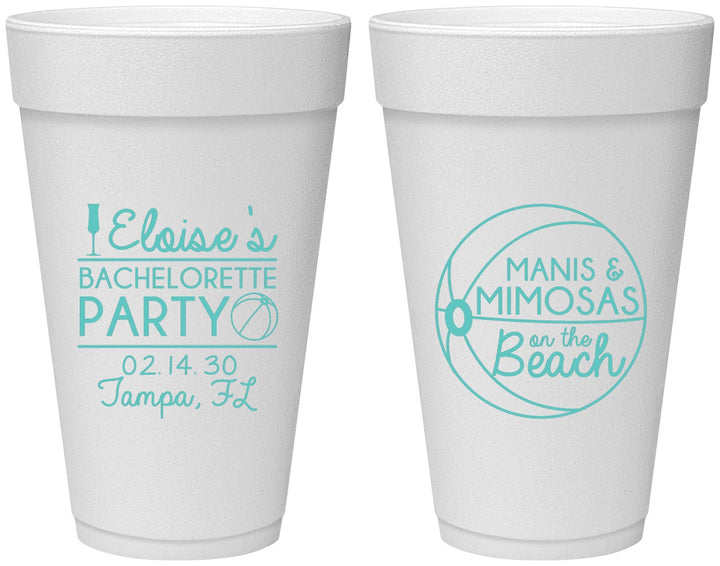 Personalized Bachelorette 20 oz Foam Cups - Manis Mimosas | 60149