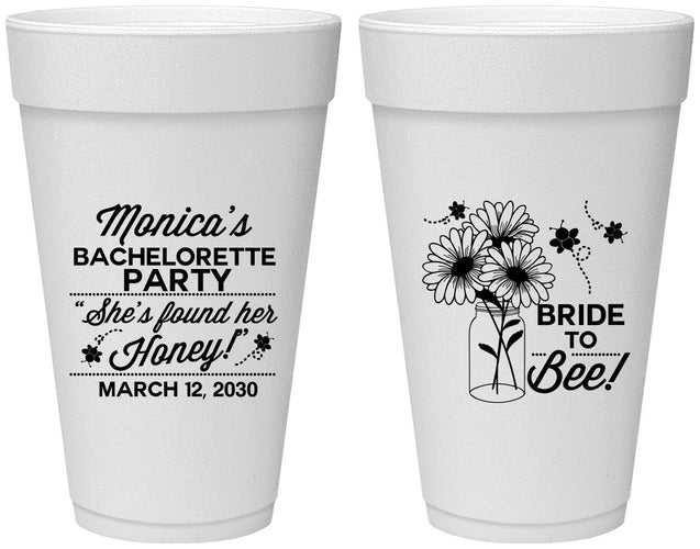 Personalized Bachelorette 20 oz Foam Cups - Bride To Bee | 60152