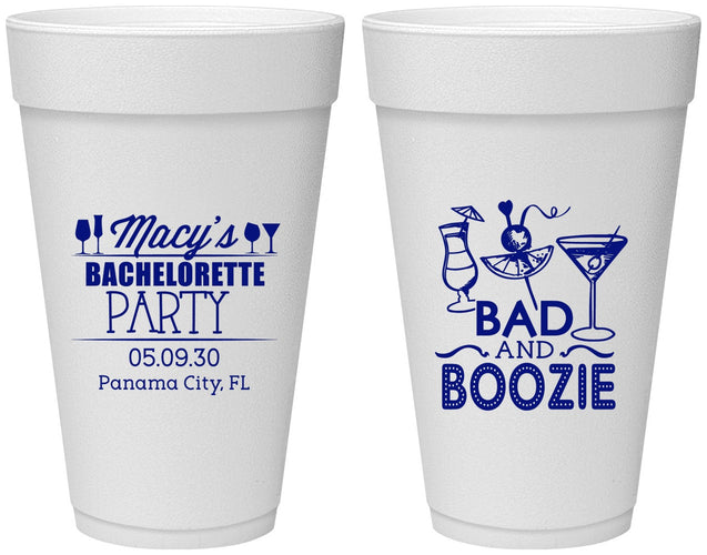 Personalized Bachelorette 20 oz Foam Cups - Bad And Boozie | 60155