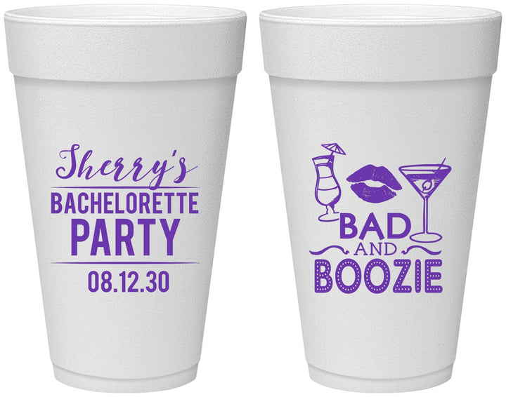Personalized Bachelorette 20 oz Foam Cups - Bad And Boozie | 60156