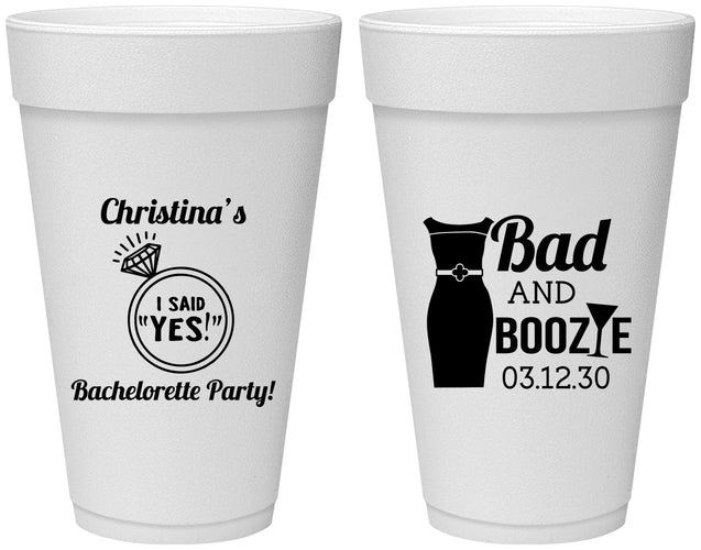 Personalized Bachelorette 20 oz Foam Cups - Bad And Boozie | 60157