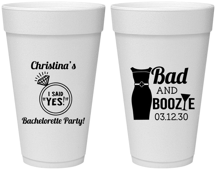 Personalized Bachelorette 20 oz Foam Cups - Bad And Boozie | 60157