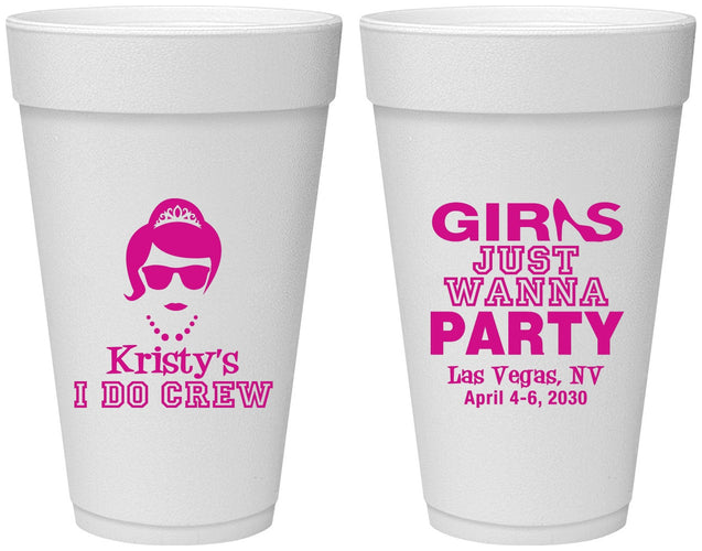 Personalized Bachelorette 20 oz Foam Cups - Girls Just Wanna Party | 60158