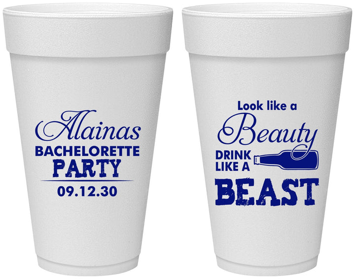 Personalized Bachelorette 20 oz Foam Cups - Beauty Beast | 60161