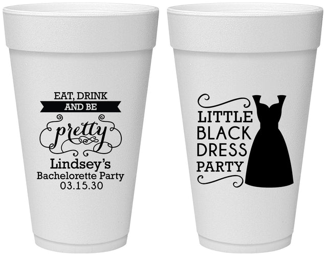 Personalized Bachelorette 20 oz Foam Cups - Little Black Dress | 60164