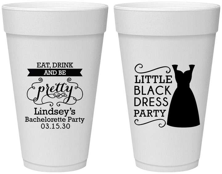 Personalized Bachelorette 20 oz Foam Cups - Little Black Dress | 60164