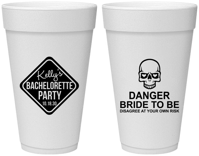 Personalized Bachelorette 20 oz Foam Cups - Danger Bride To Be | 60165