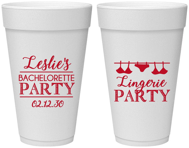 Personalized Bachelorette 20 oz Foam Cups - Lingerie Party | 60171