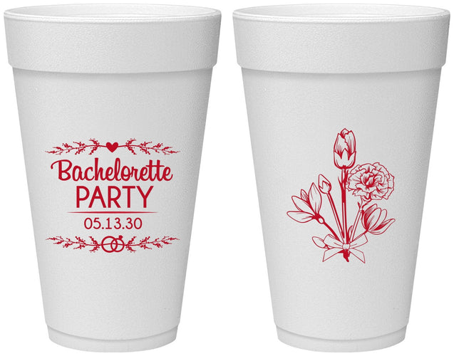 Personalized Bachelorette 20 oz Foam Cups - Flowers | 60174
