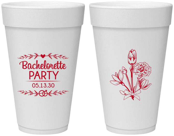 Personalized Bachelorette 20 oz Foam Cups - Flowers | 60174