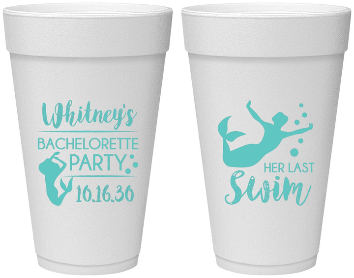 Personalized Bachelorette 20 oz Foam Cups - Mermaid | 60175
