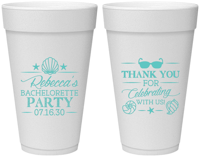 Personalized Bachelorette 20 oz Foam Cups - Beach | 60177