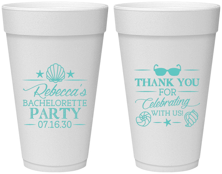 Personalized Bachelorette 20 oz Foam Cups - Beach | 60177