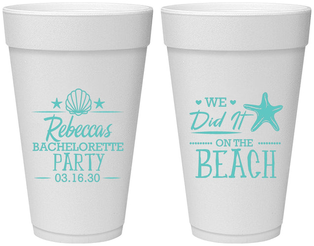 Personalized Bachelorette 20 oz Foam Cups - Beach | 60183