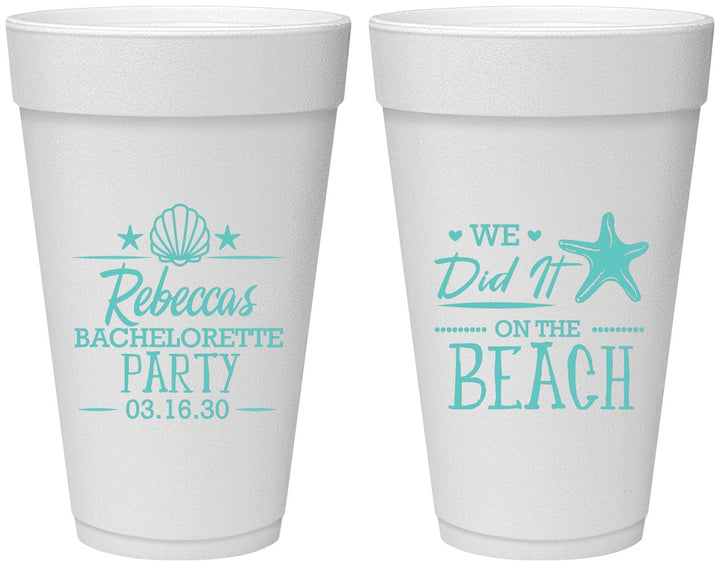 Personalized Bachelorette 20 oz Foam Cups - Beach | 60183