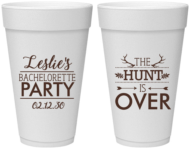 Personalized Bachelorette 20 oz Foam Cups - The Hunt Is Over | 60184