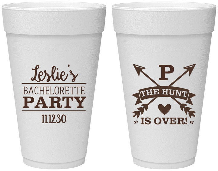 Personalized Bachelorette 20 oz Foam Cups - The Hunt Is Over | 60186
